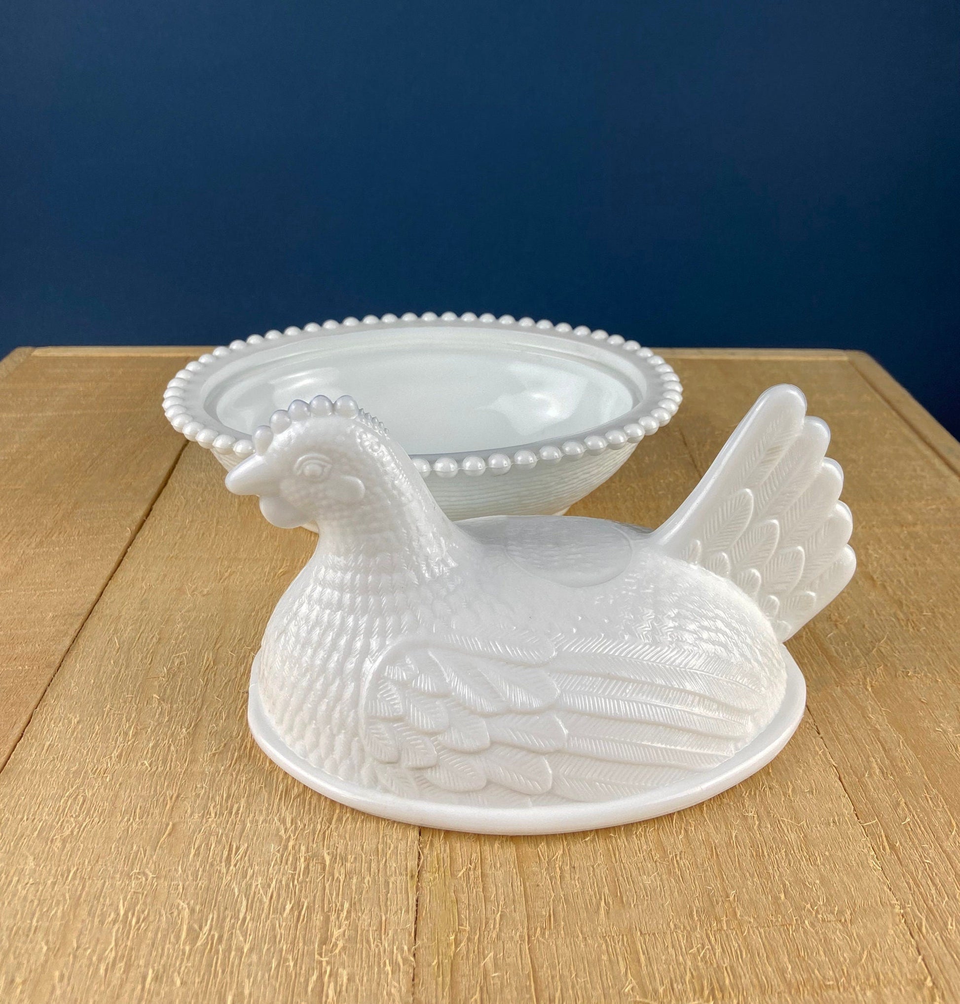 Milk Glass Hen Bowl with Lid. Chicken Sitting on Nest. Kitchen Accessory or Collectible Item. Milk Glass Collector. Modern Farmhouse. - Tampa Home & Garden Store