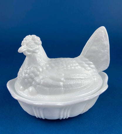 Milk Glass Hen Bowl with Lid. Chicken Sitting on Nest. Kitchen Accessory or Collectible Item. Milk Glass Collector. Modern Farmhouse. - Tampa Home & Garden Store