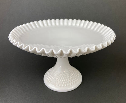 Milk Glass Hobnail Footed Bowl. Large Serving Dish with Ruffled Edge. White Table Setting. Holiday Celebration. - Tampa Home & Garden Store