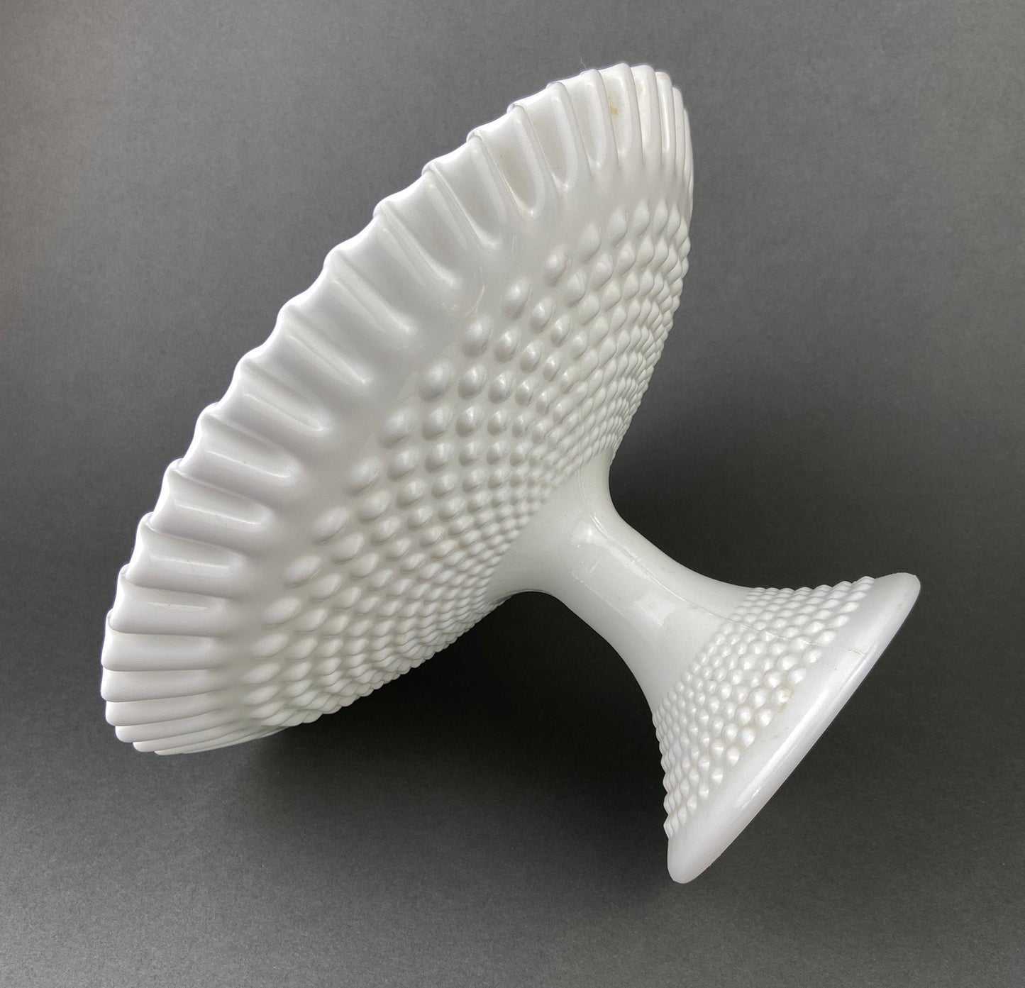 Milk Glass Hobnail Footed Bowl. Large Serving Dish with Ruffled Edge. White Table Setting. Holiday Celebration. - Tampa Home & Garden Store