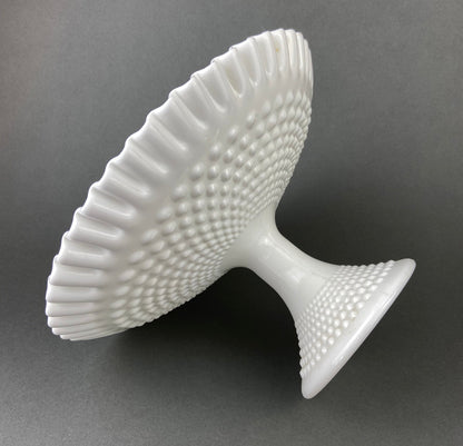 Milk Glass Hobnail Footed Bowl. Large Serving Dish with Ruffled Edge. White Table Setting. Holiday Celebration. - Tampa Home & Garden Store