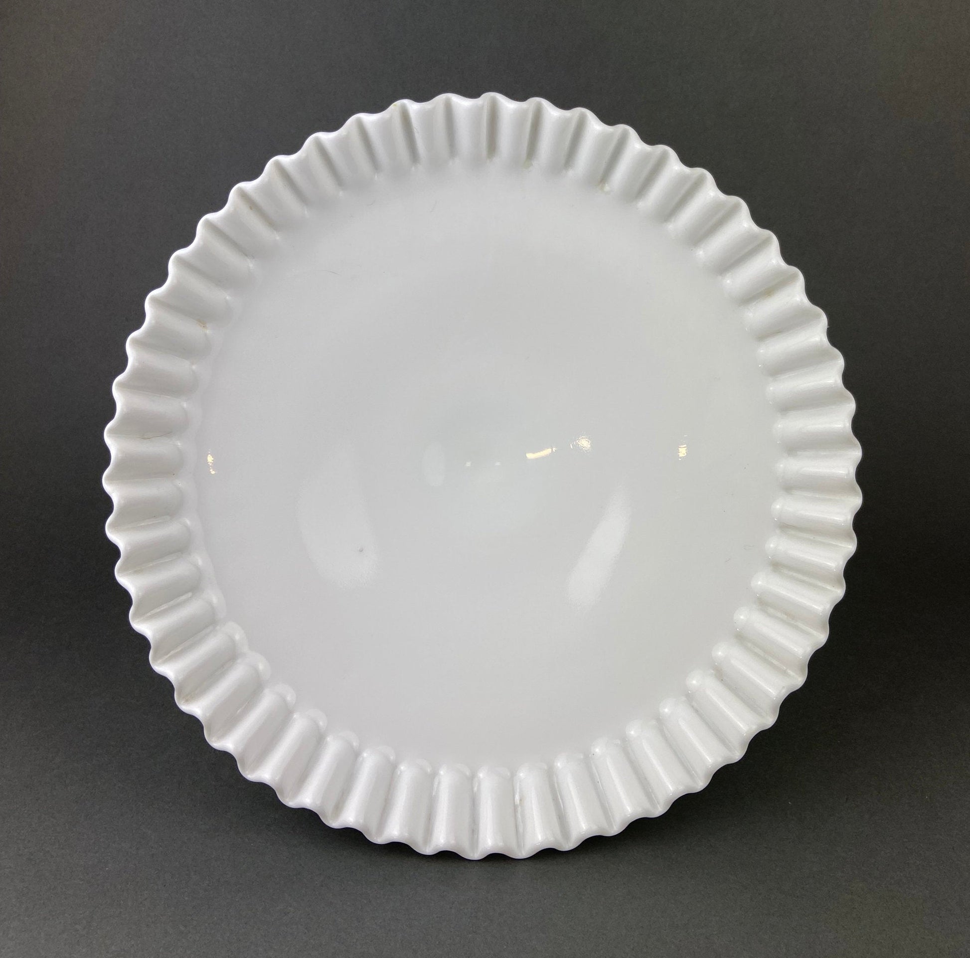 Milk Glass Hobnail Footed Bowl. Large Serving Dish with Ruffled Edge. White Table Setting. Holiday Celebration. - Tampa Home & Garden Store