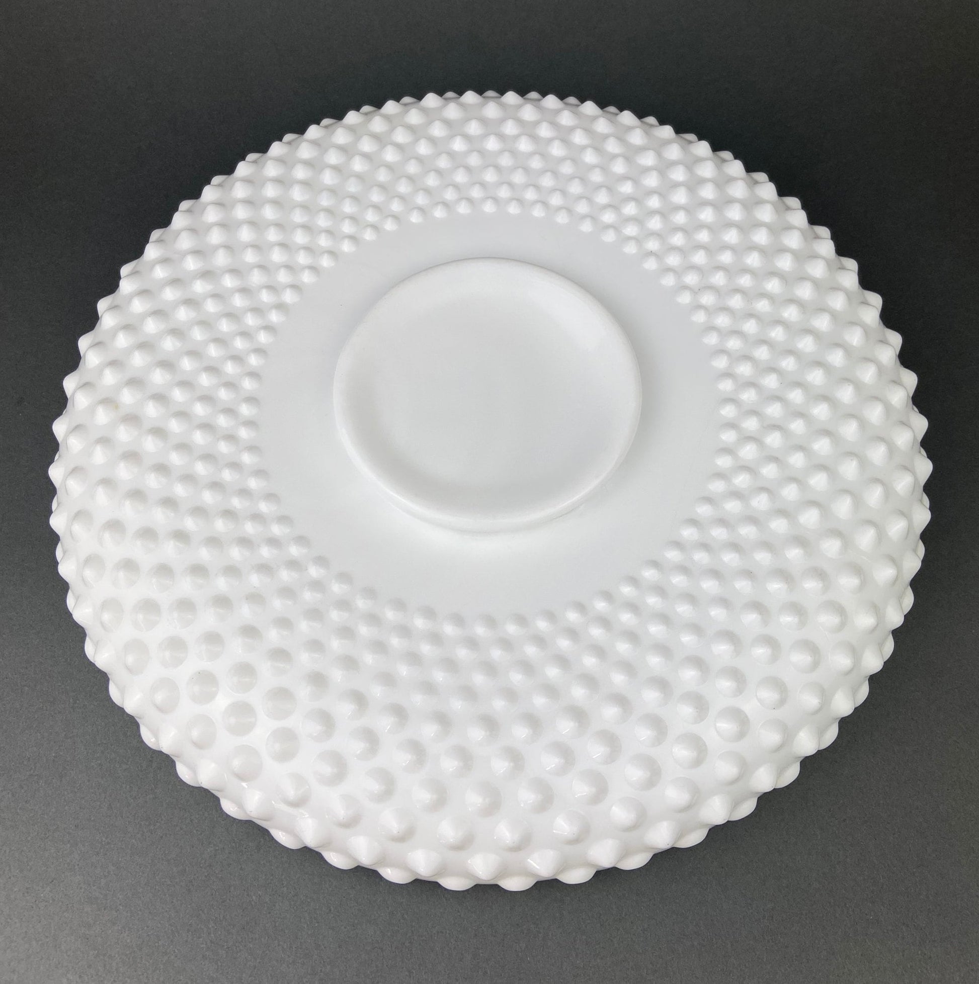 Milk Glass Hobnail Footed Bowl. Large Serving Dish with Ruffled Edge. White Table Setting. Holiday Celebration. - Tampa Home & Garden Store