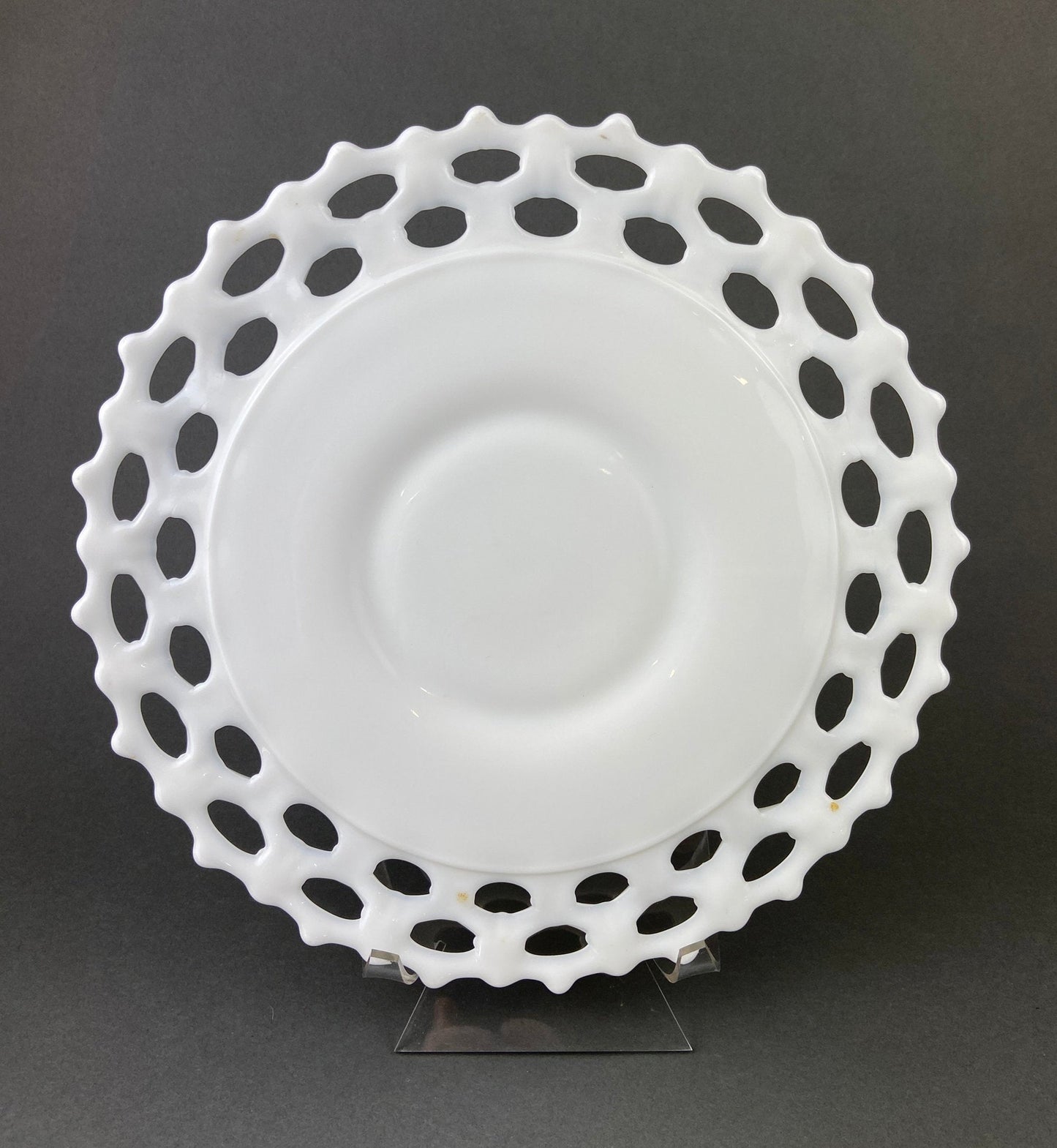 Milk Glass Hobnail Footed Bowl. Large Serving Dish with Ruffled Edge. White Table Setting. Holiday Celebration. - Tampa Home & Garden Store