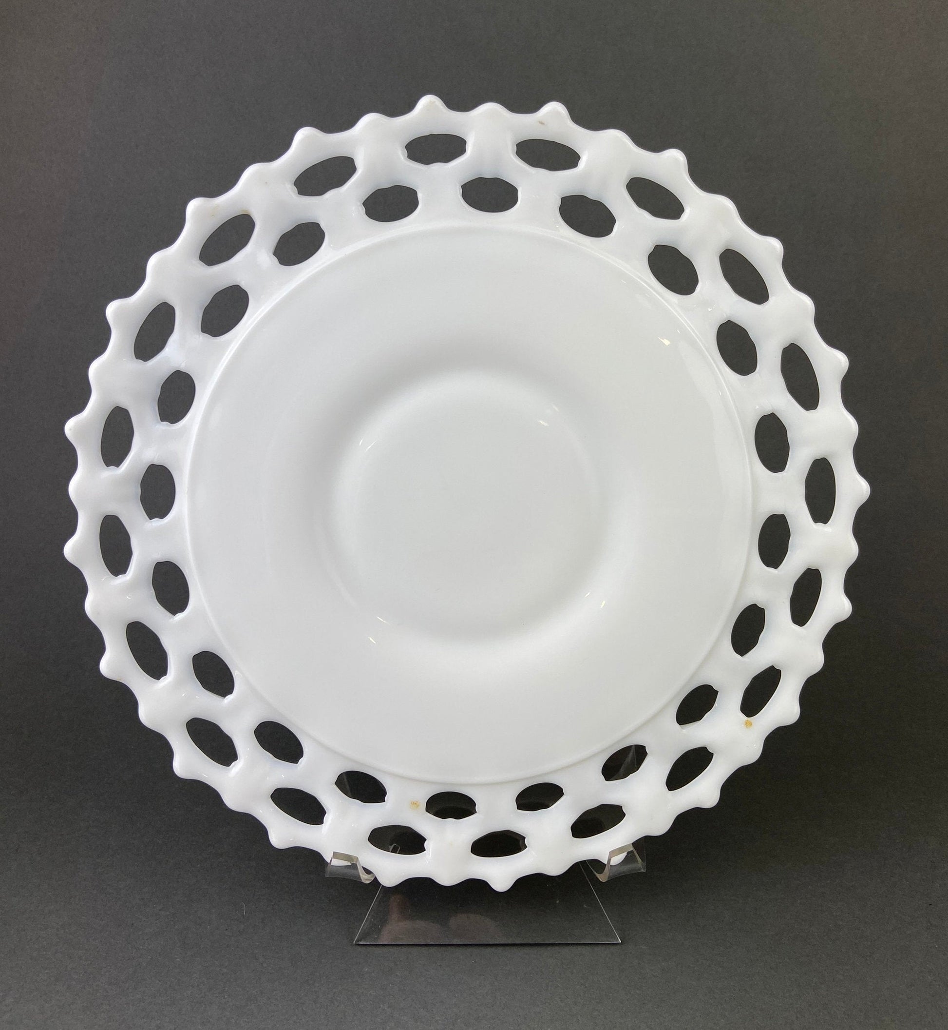 Milk Glass Hobnail Footed Bowl. Large Serving Dish with Ruffled Edge. White Table Setting. Holiday Celebration. - Tampa Home & Garden Store