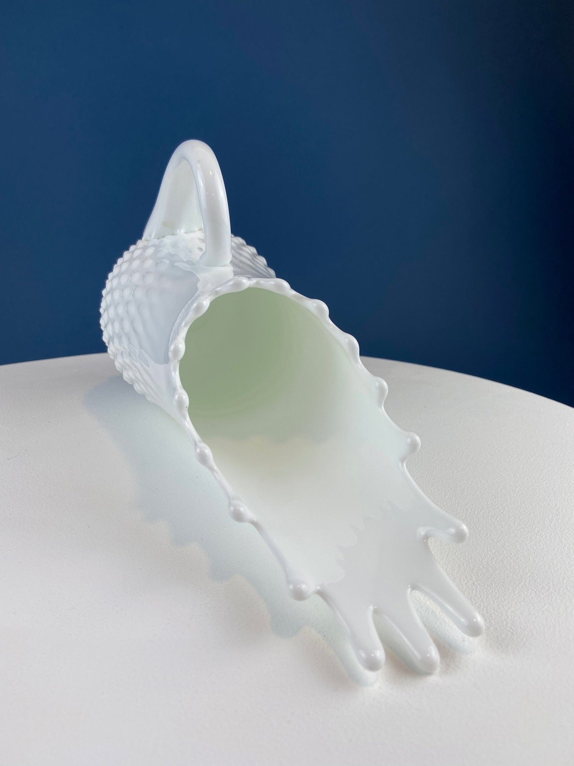 Milk Glass Hobnail Splash Vase. Fenton White Glass Flower Vase with Rims that Looks Like Splash. Collectible Vase. Wedding Gift. - Tampa Home & Garden Store