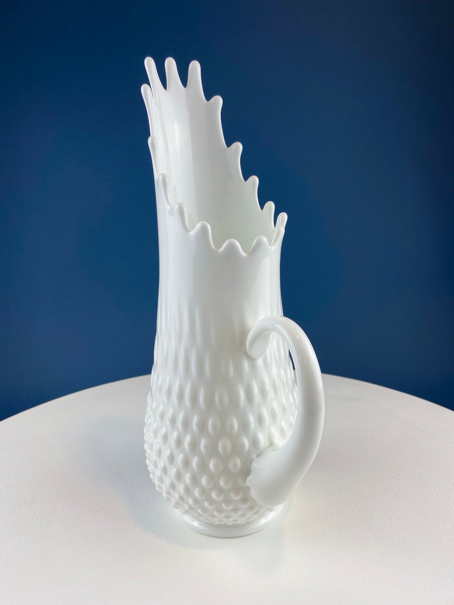 Milk Glass Hobnail Splash Vase. Fenton White Glass Flower Vase with Rims that Looks Like Splash. Collectible Vase. Wedding Gift. - Tampa Home & Garden Store