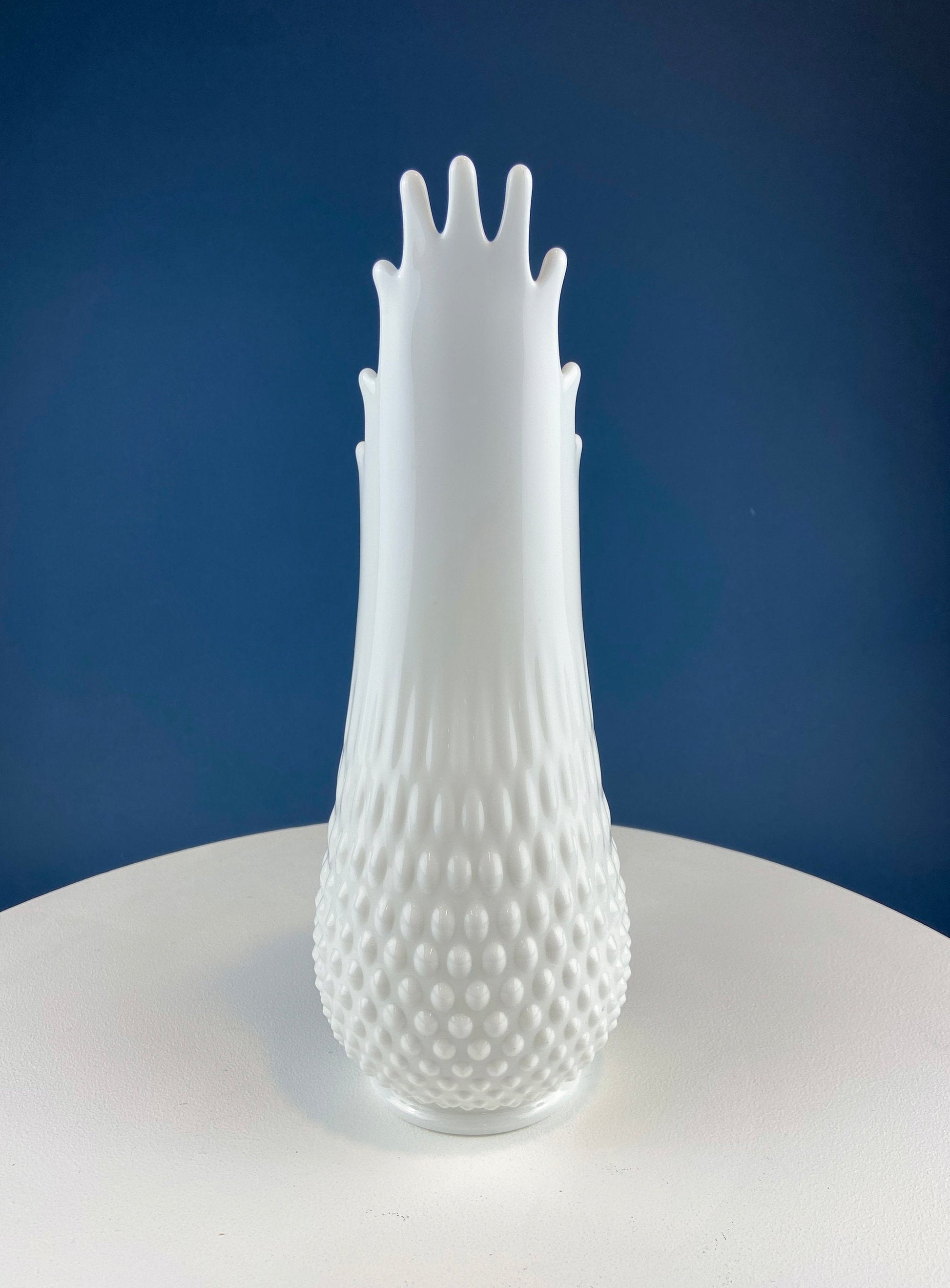 Milk Glass Hobnail Splash Vase. Fenton White Glass Flower Vase with Rims that Looks Like Splash. Collectible Vase. Wedding Gift. - Tampa Home & Garden Store