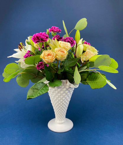 Milk Glass Hobnail Splash Vase. Fenton White Glass Flower Vase with Rims that Looks Like Splash. Collectible Vase. Wedding Gift. - Tampa Home & Garden Store