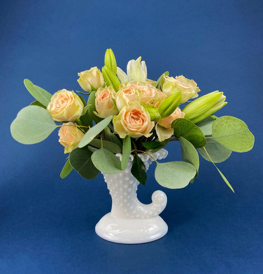 Milk Glass Horn Vases. Hobnail, Cornucopia Shaped Vase. Table Centerpiece. Collectible Trumpet Floral Vase. - Tampa Home & Garden Store
