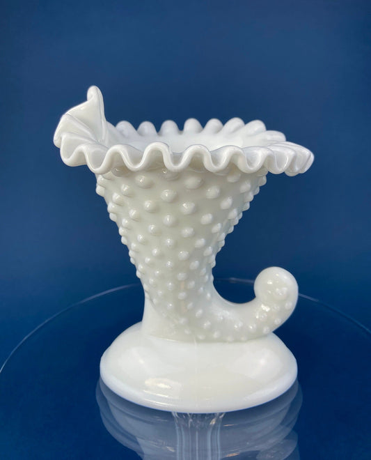 Milk Glass Horn Vases. Hobnail, Cornucopia Shaped Vase. Table Centerpiece. Collectible Trumpet Floral Vase. - Tampa Home & Garden Store