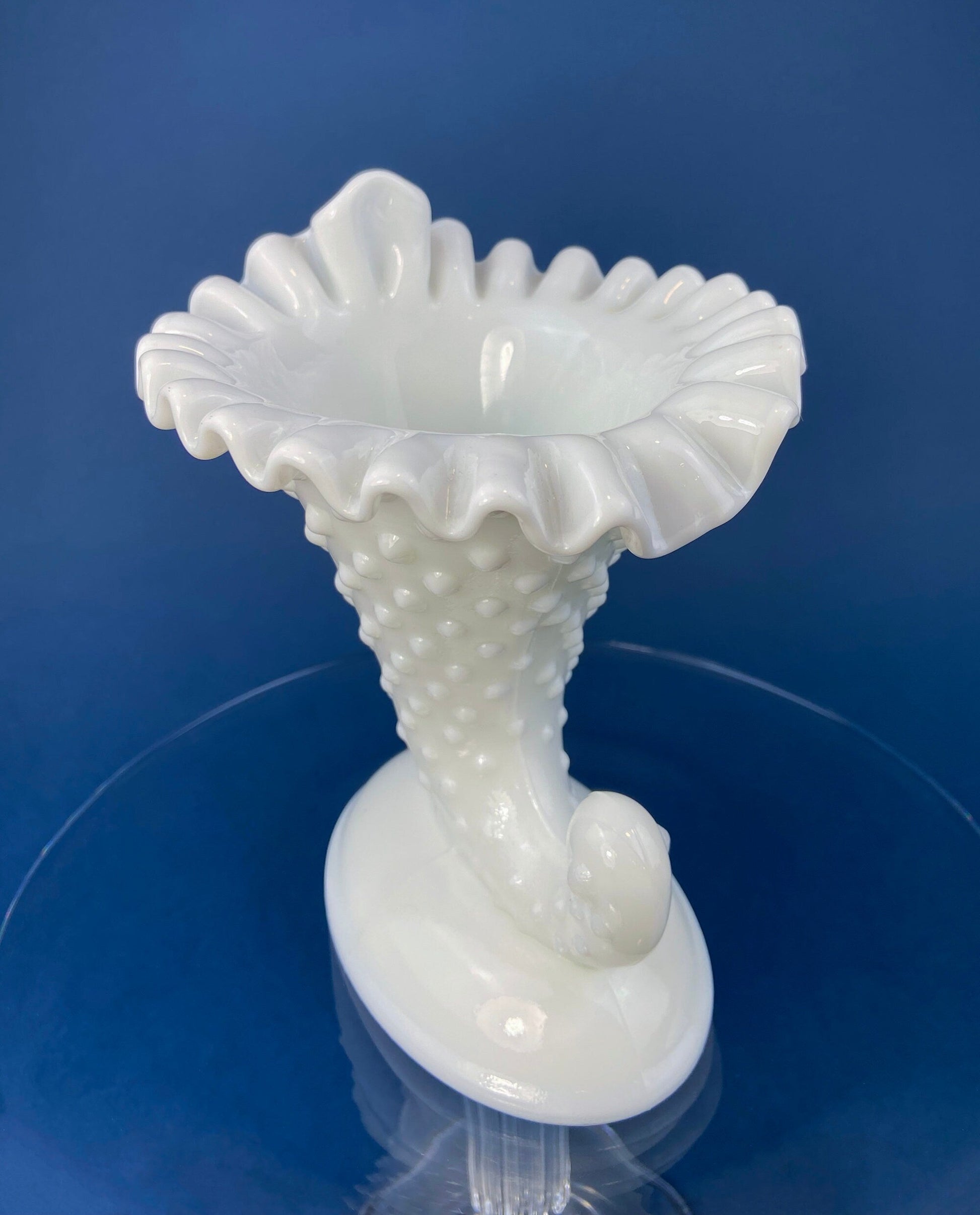 Milk Glass Horn Vases. Hobnail, Cornucopia Shaped Vase. Table Centerpiece. Collectible Trumpet Floral Vase. - Tampa Home & Garden Store