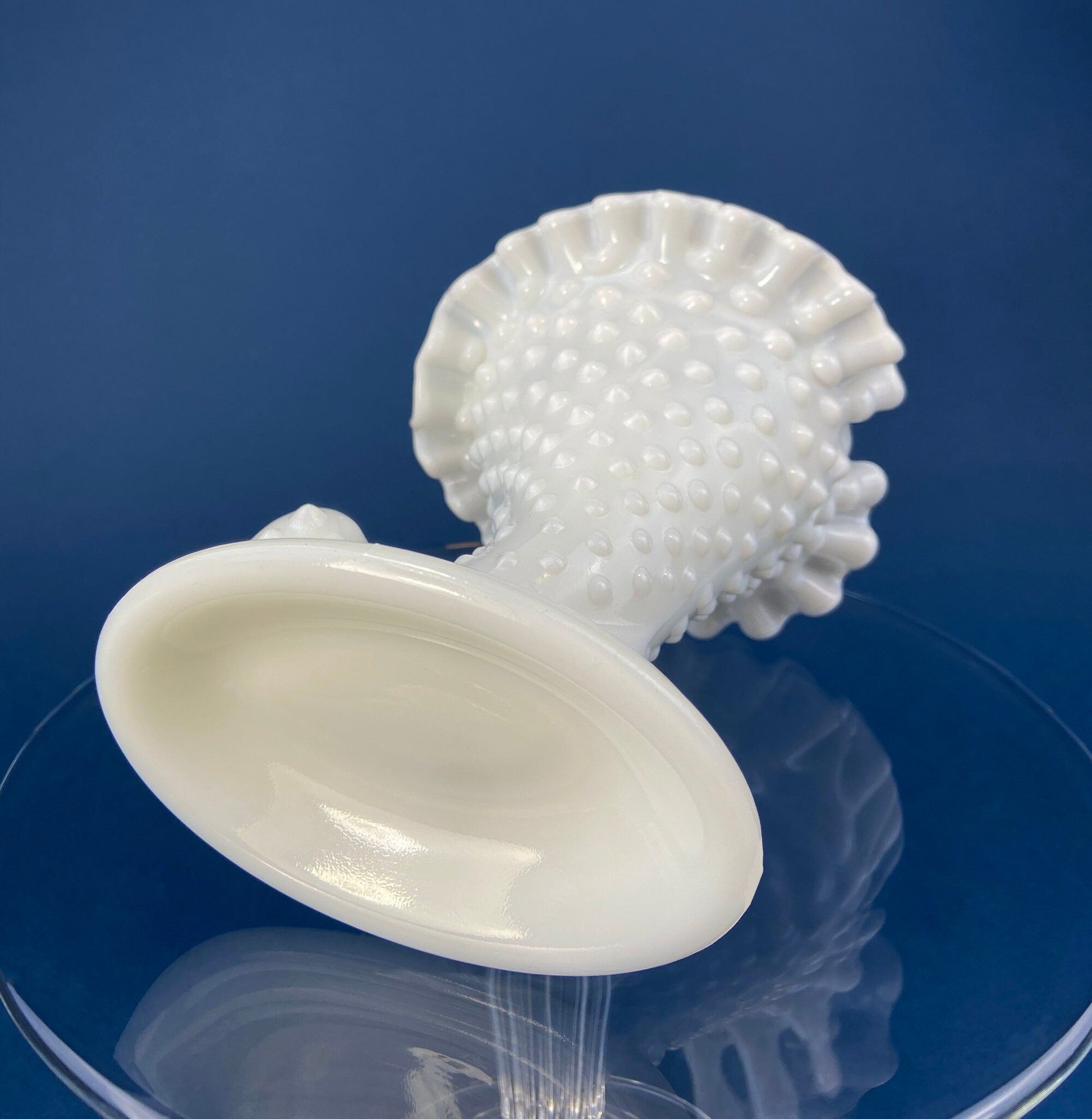 Milk Glass Horn Vases. Hobnail, Cornucopia Shaped Vase. Table Centerpiece. Collectible Trumpet Floral Vase. - Tampa Home & Garden Store