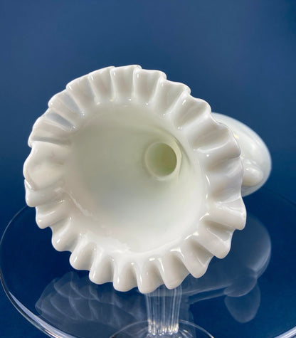 Milk Glass Horn Vases. Hobnail, Cornucopia Shaped Vase. Table Centerpiece. Collectible Trumpet Floral Vase. - Tampa Home & Garden Store