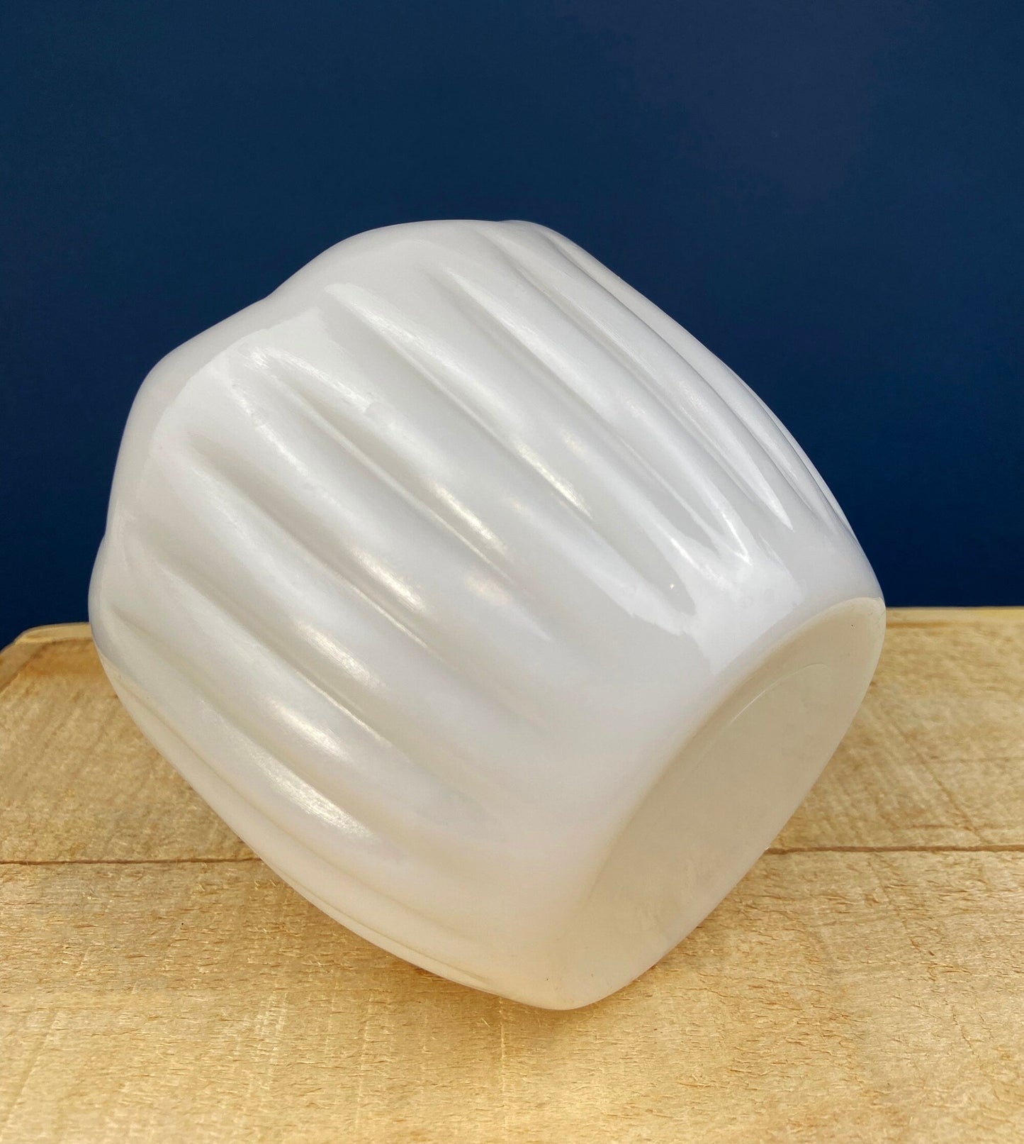 Milk Glass Planter or Vase. Vintage White Flower Pot with Ribbed Pattern and Pinched Rim. Window Sill Herbal Garden. - Tampa Home & Garden Store