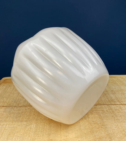 Milk Glass Planter or Vase. Vintage White Flower Pot with Ribbed Pattern and Pinched Rim. Window Sill Herbal Garden. - Tampa Home & Garden Store