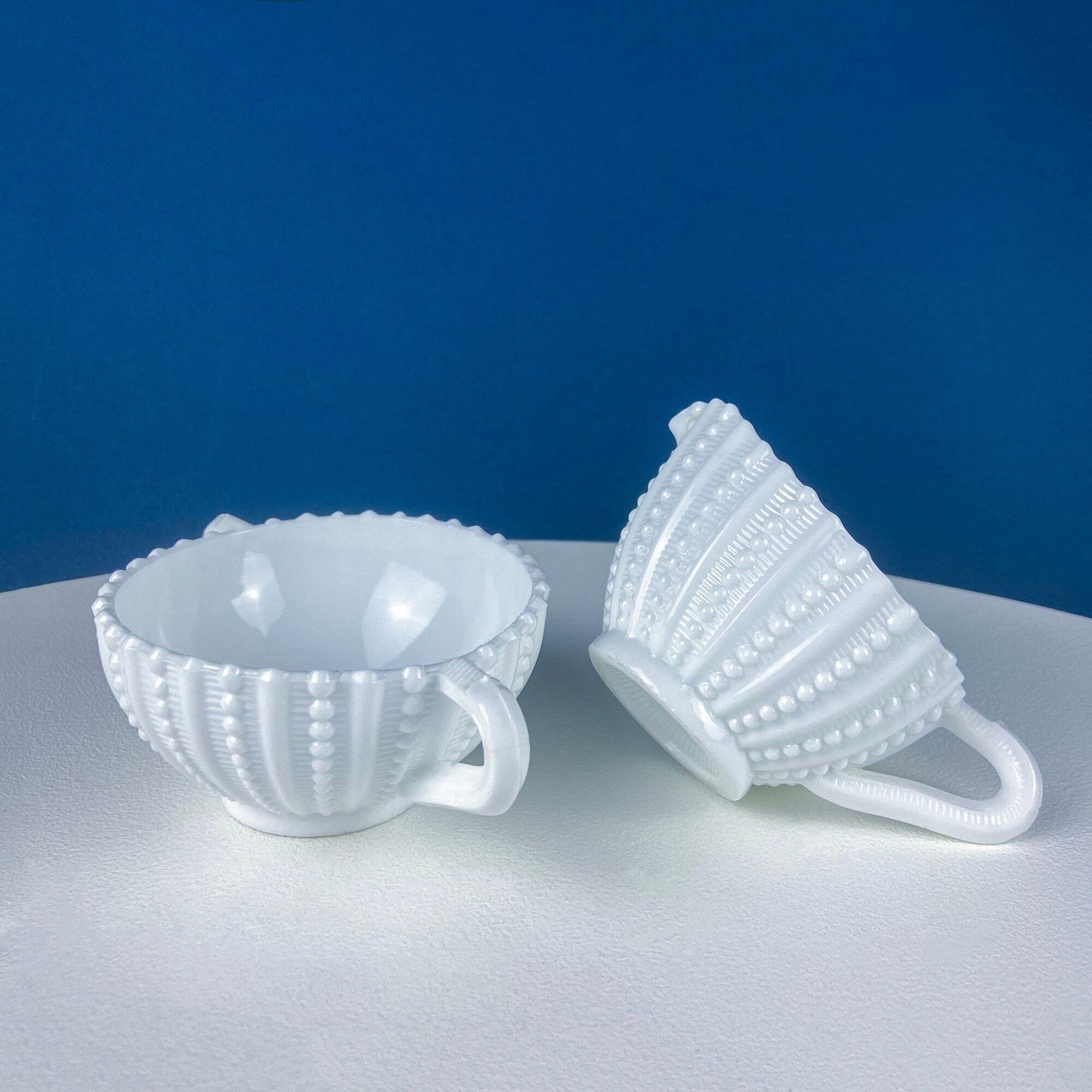 Milk Glass Sea-Urchins Creamer and Sugar. Nautical Themed White Serving Dishes/Accessories. Set of Two. Vacation, Tropical, 2nd Home. - Tampa Home & Garden Store