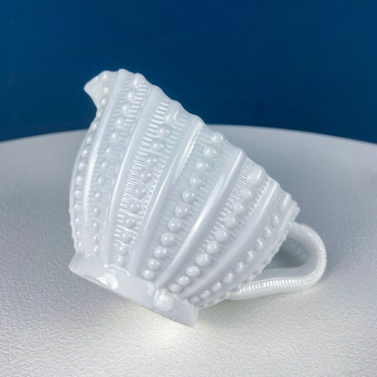 Milk Glass Sea-Urchins Creamer and Sugar. Nautical Themed White Serving Dishes/Accessories. Set of Two. Vacation, Tropical, 2nd Home. - Tampa Home & Garden Store