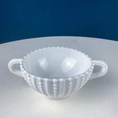 Milk Glass Sea-Urchins Creamer and Sugar. Nautical Themed White Serving Dishes/Accessories. Set of Two. Vacation, Tropical, 2nd Home. - Tampa Home & Garden Store