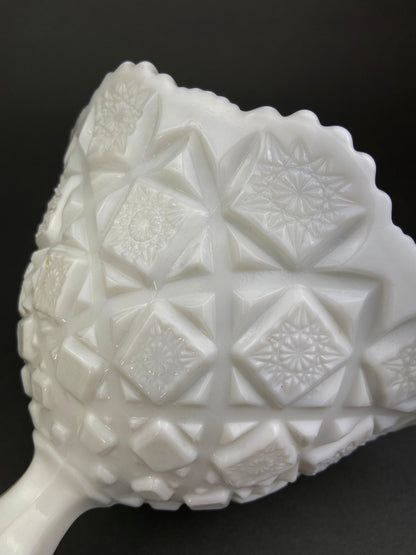 Milk Glass Serving Dishes.  Waffle Pattern Footed Bowl and Matching Butter Dish.  Scalloped Edge Design.  Modern Table Centerpieces. - Tampa Home & Garden Store