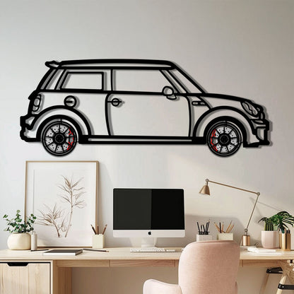 Mini Cooper Metal Car Wall Art with Rotating Wheels - Iconic British Compact Silhouette - Interactive Automotive Wall Decor - KAFMEKA151 - Tampa Home & Garden Store