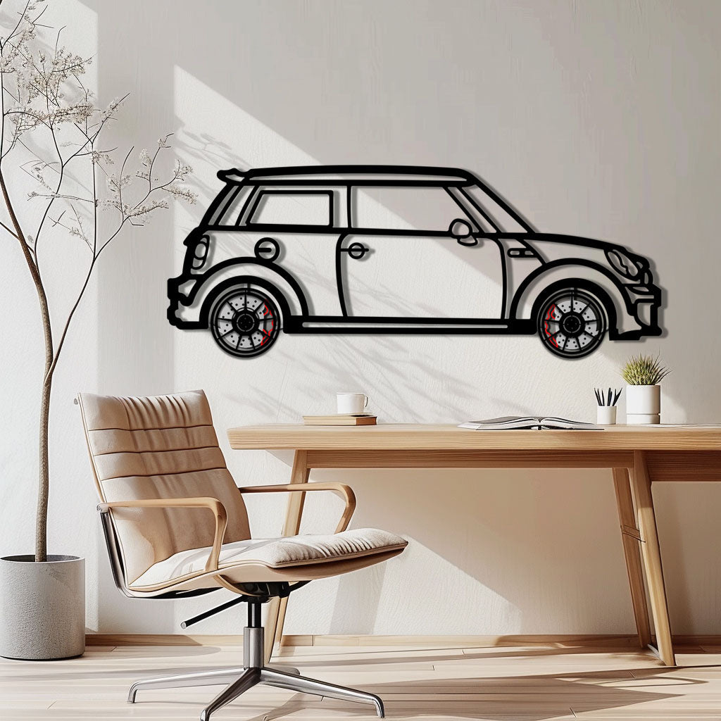Mini Cooper Metal Car Wall Art with Rotating Wheels - Iconic British Compact Silhouette - Interactive Automotive Wall Decor - KAFMEKA151 - Tampa Home & Garden Store