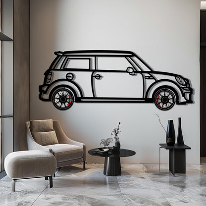 Mini Cooper Metal Car Wall Art with Rotating Wheels - Iconic British Compact Silhouette - Interactive Automotive Wall Decor - KAFMEKA151 - Tampa Home & Garden Store