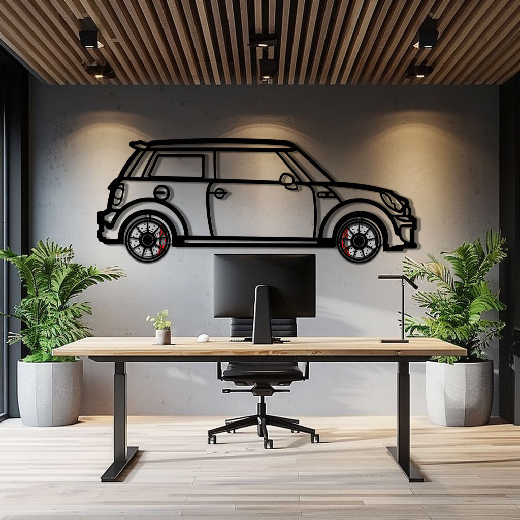 Mini Cooper Metal Car Wall Art with Rotating Wheels - Iconic British Compact Silhouette - Interactive Automotive Wall Decor - KAFMEKA151 - Tampa Home & Garden Store