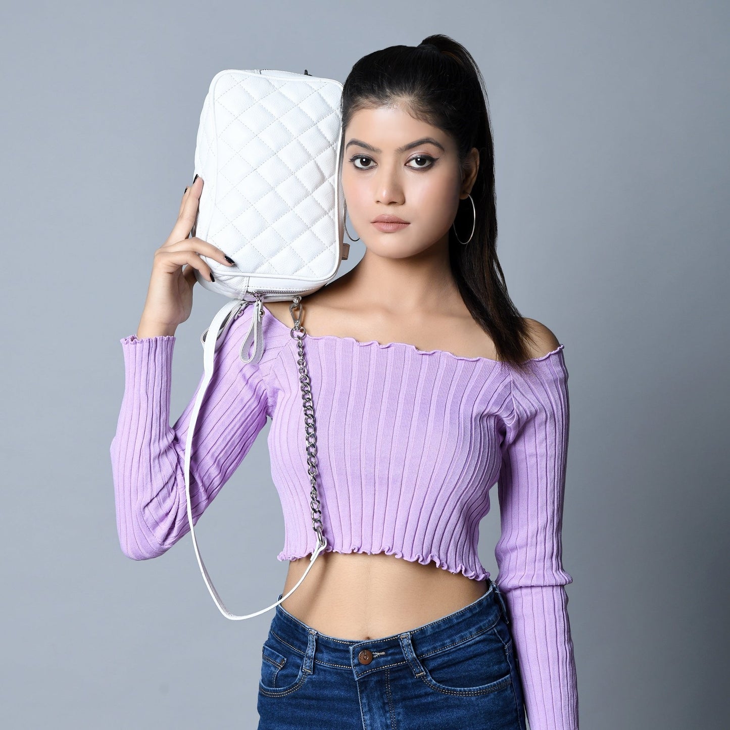 Mini Quilted Crossbody Bag, White - Tampa Home & Garden Store
