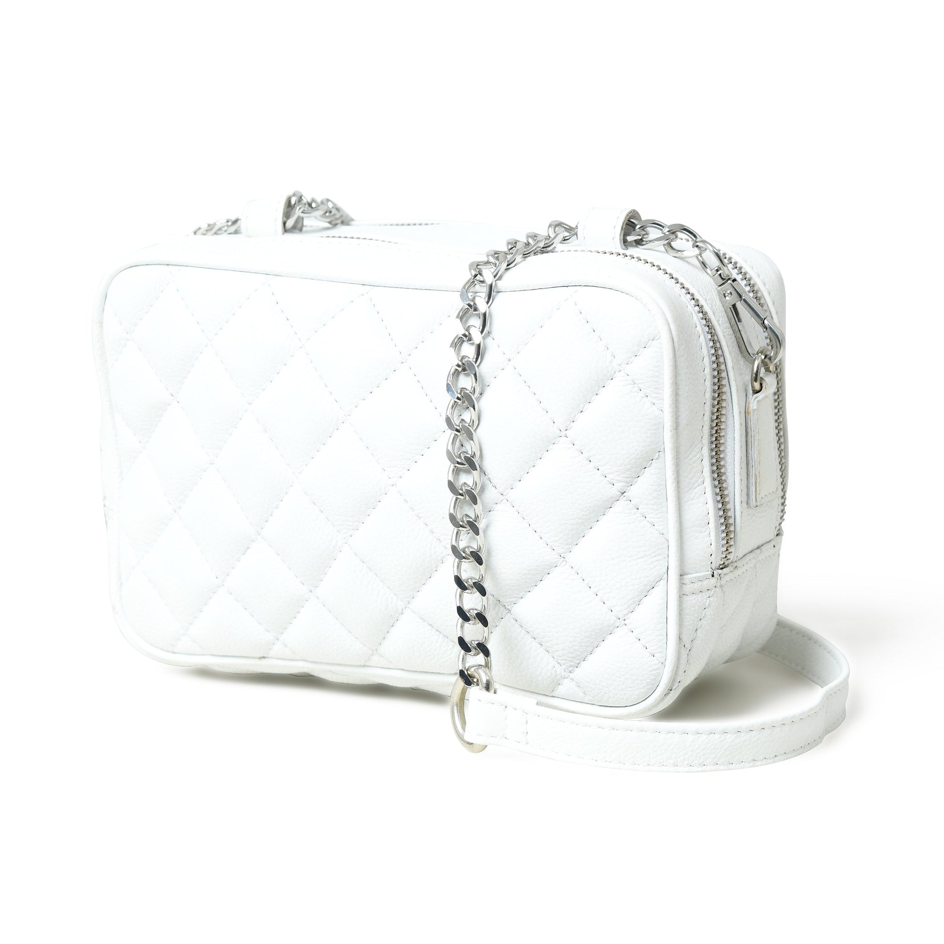 Mini Quilted Crossbody Bag, White - Tampa Home & Garden Store