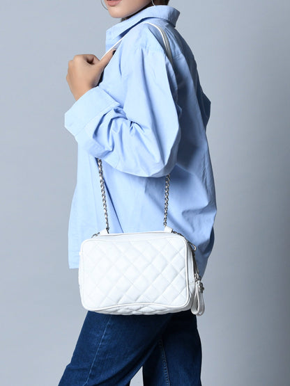 Mini Quilted Crossbody Bag, White - Tampa Home & Garden Store