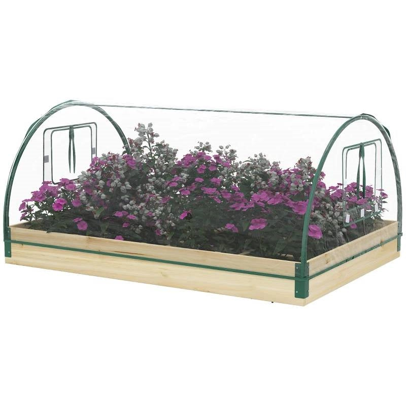 Mini Raised Garden Bed Planter Box Greenhouse Combo with Clear PVC Cover - Tampa Home & Garden Store