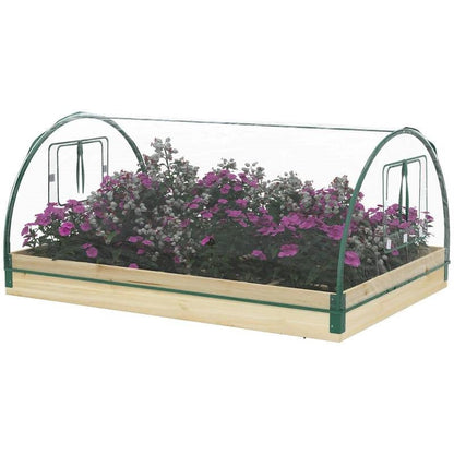 Mini Raised Garden Bed Planter Box Greenhouse Combo with Clear PVC Cover - Tampa Home & Garden Store