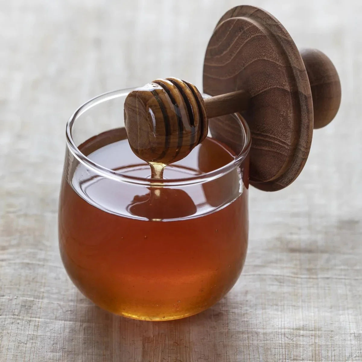 Mini Teak & Glass Honey Jar - Tampa Home & Garden Store