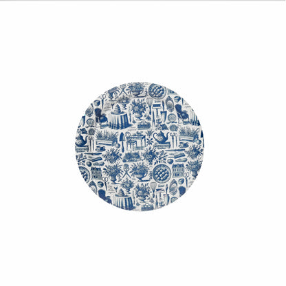 Mini assiettes en papier à hors-d'œuvre, motif toile de Jouy bleu marine et blanche - Lot de 8