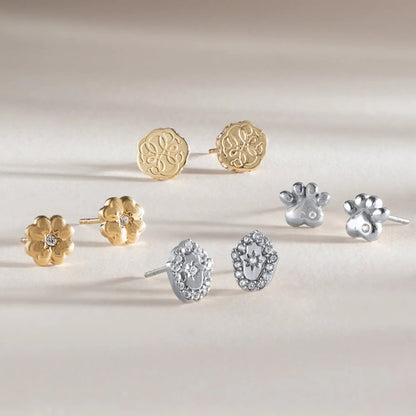 Hamsa Mini Stud Earrings with Crystal Accents