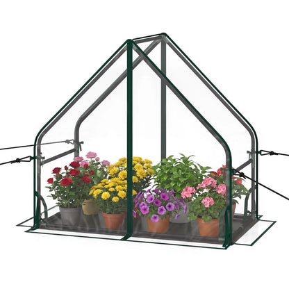 Mini Greenhouse With Metal Frame and Bottom Mat