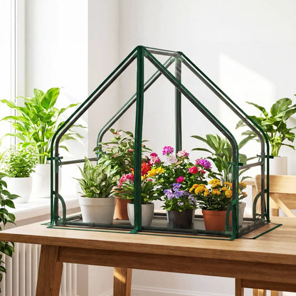 Mini Greenhouse With Metal Frame and Bottom Mat