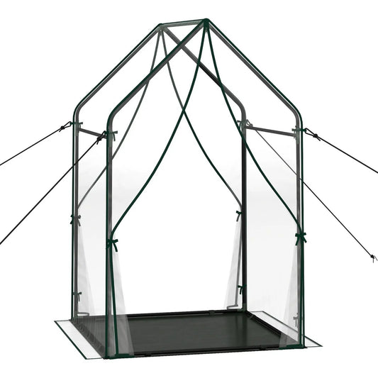 Mini Greenhouse With Metal Frame and Bottom Mat