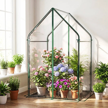 Mini Greenhouse With Metal Frame and Bottom Mat