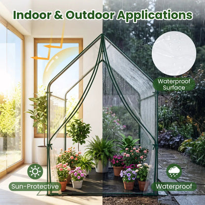 Mini Greenhouse With Metal Frame and Bottom Mat