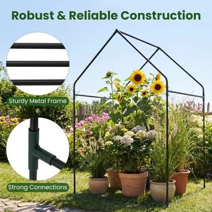 Mini Greenhouse With Metal Frame and Bottom Mat