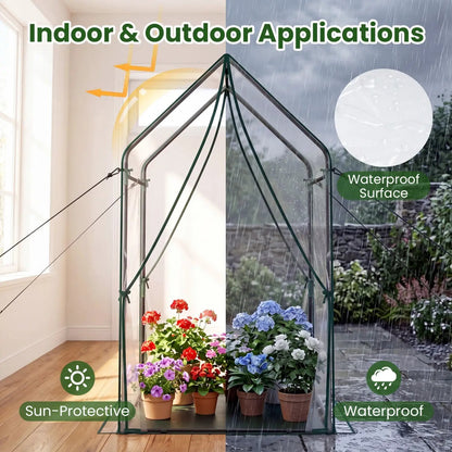 Compact Greenhouse with Metal Frame and Cover