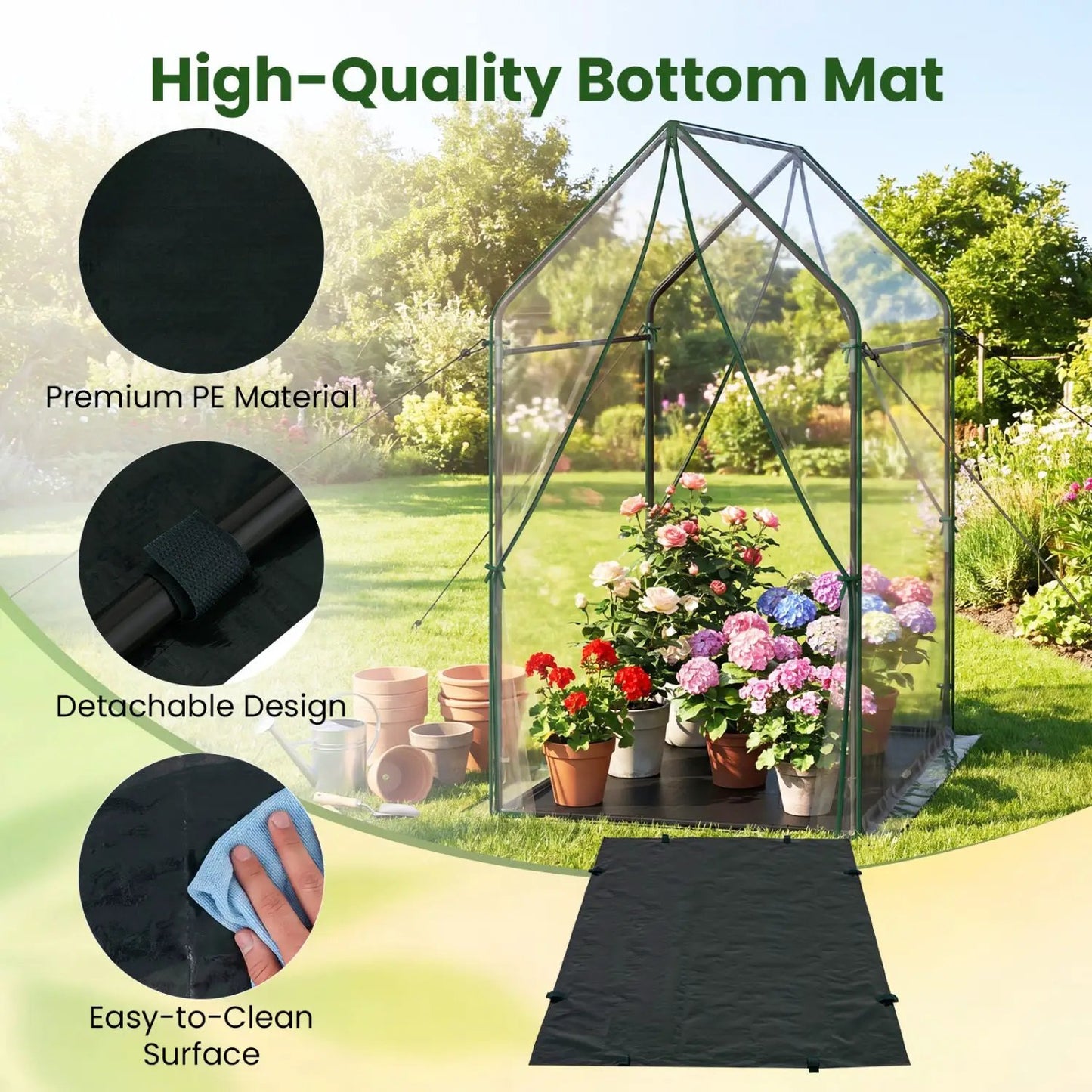 Compact Greenhouse with Metal Frame and Cover