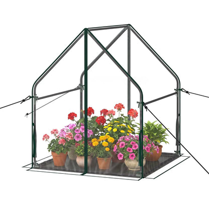 Compact Greenhouse with Metal Frame and Cover