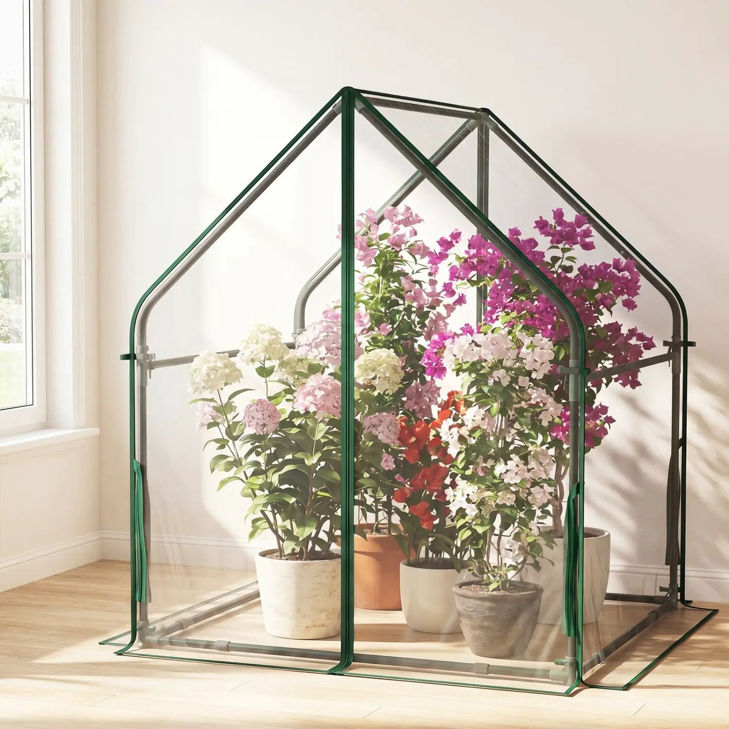 Compact Greenhouse with Metal Frame and Cover