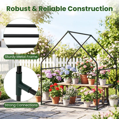 Compact Greenhouse with Metal Frame and Cover