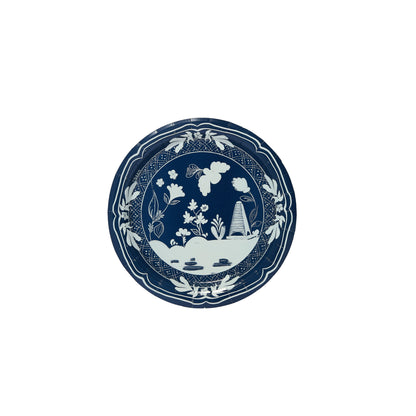 Mini assiettes en carton bleu marine et bleu ciel, motif pavillon de plage - Lot de 8