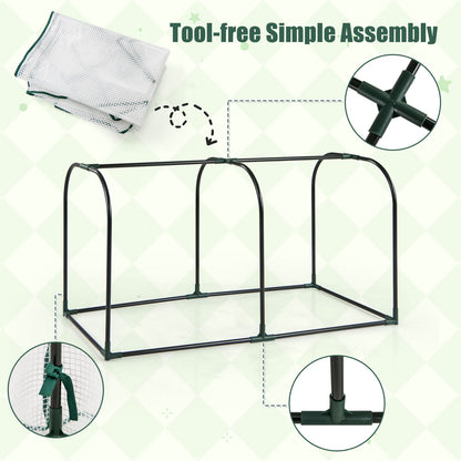 Mini Tunnel Greenhouse with Roll-up Zipper Door-White