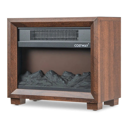 Mini Wooden Space Tabletop Fireplace with Flame
